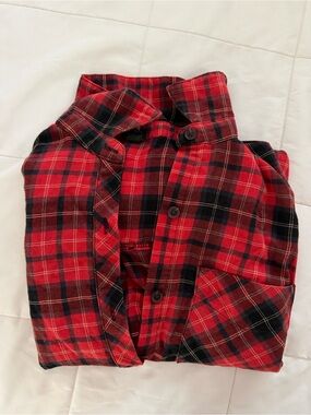 wild fable Red and Black Plaid Button-Down Shirt with Chest Pocket